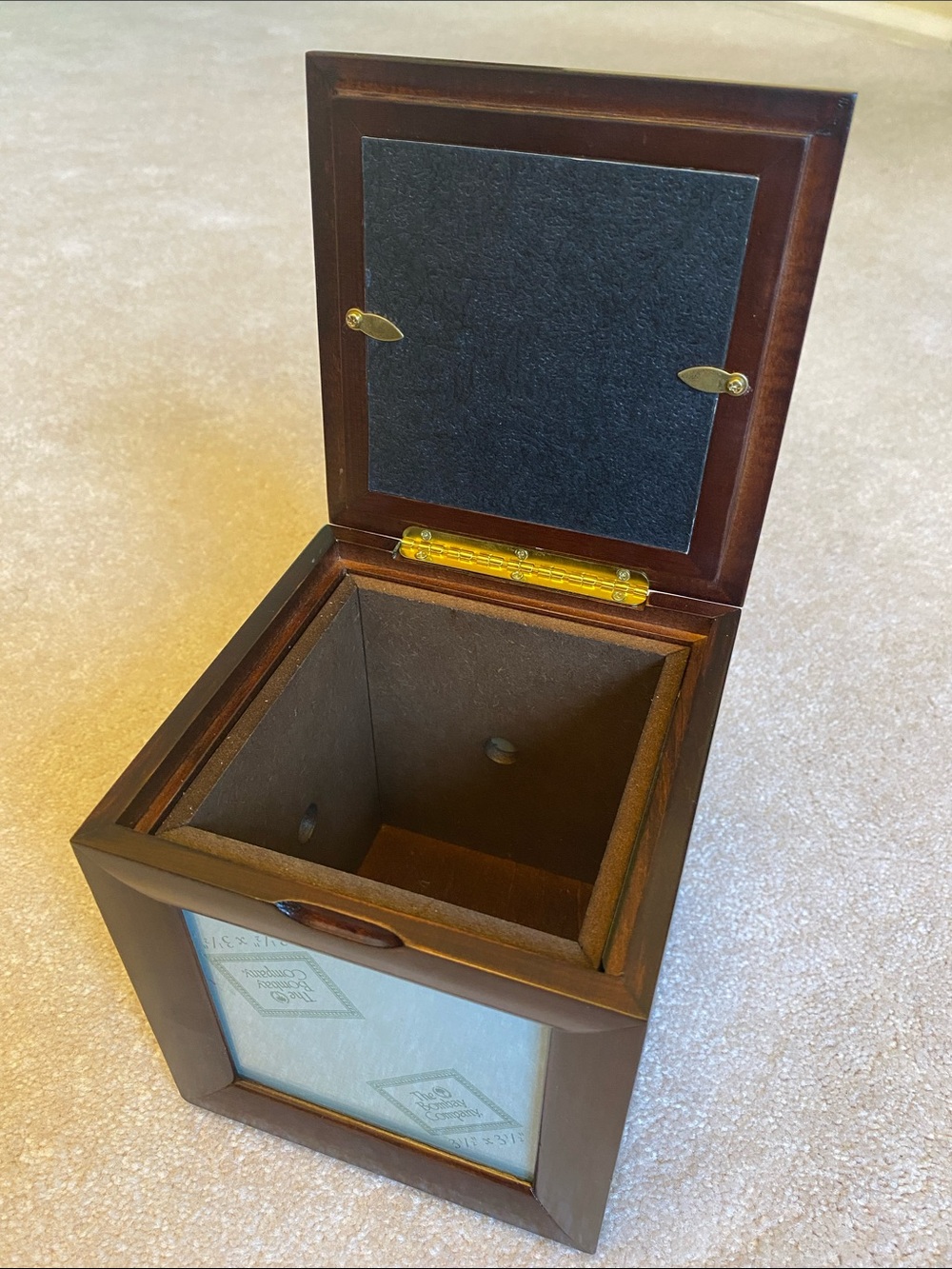 NWOT The Bombay Company 1996 Wood Photo Frame Cube Keepsake Box